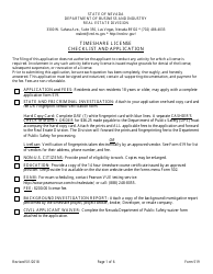 Form 519 Original Timeshare Sales Agent Application - Nevada