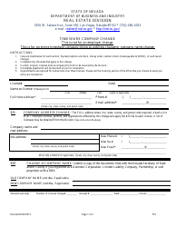 Form 752 Timeshare Company Change Form - Nevada