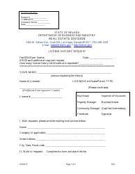 Document preview: Form 632 License History Request - Nevada