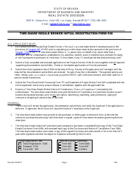 Document preview: Form 568 Time-Share Resale Broker Application for Registration - Nevada