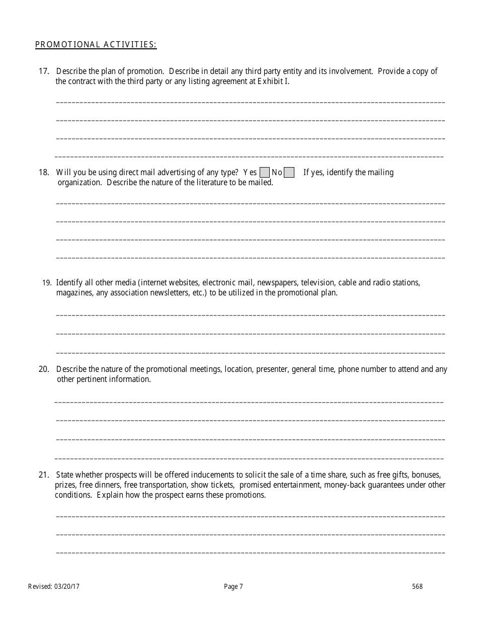 Form 568 Time-Share Resale Broker Application for Registration - Nevada, Page 7