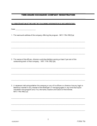 Form 754 Time-Share Exchange Company Registration Form - Nevada, Page 2