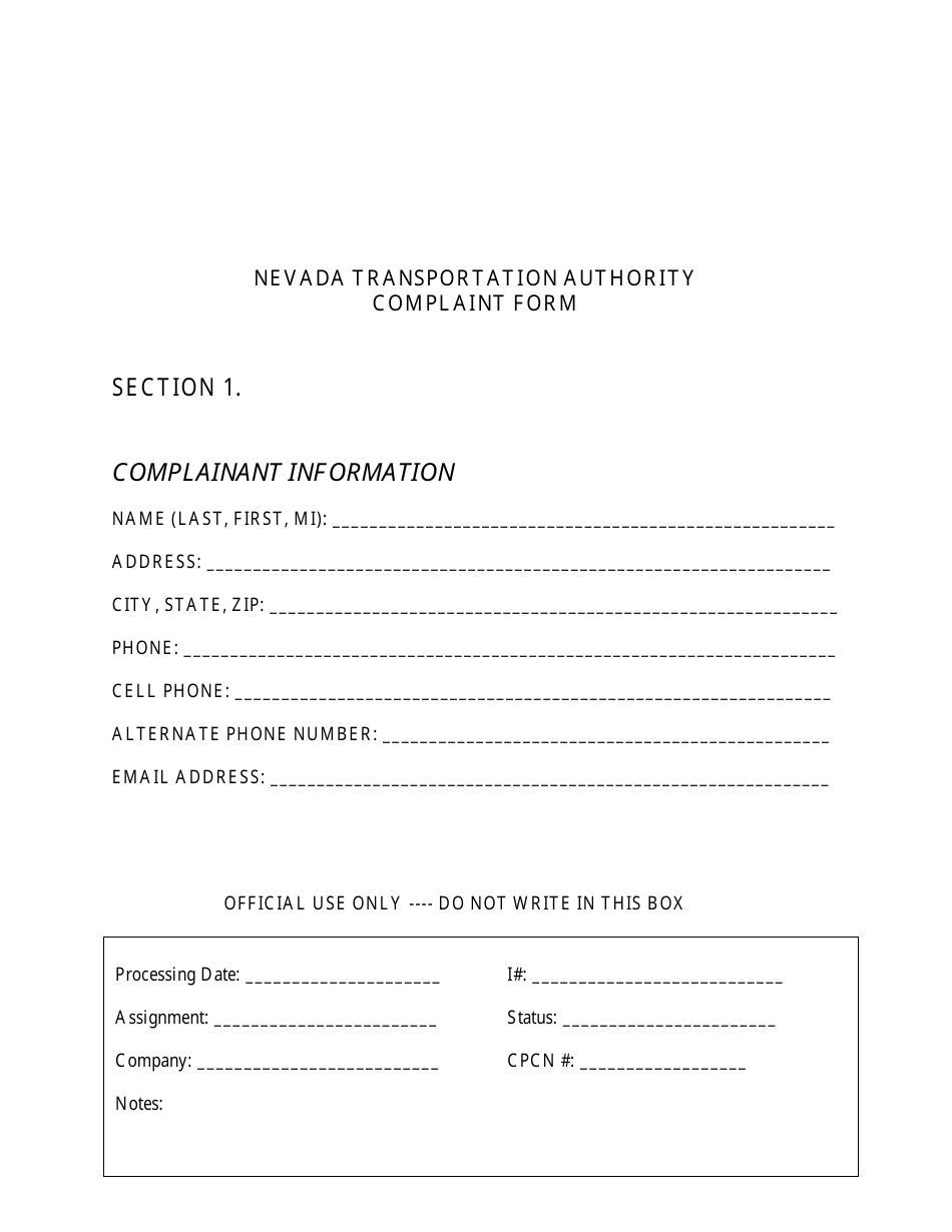 Nevada Complaint Form Fill Out Sign Online And Download Pdf Templateroller 6199