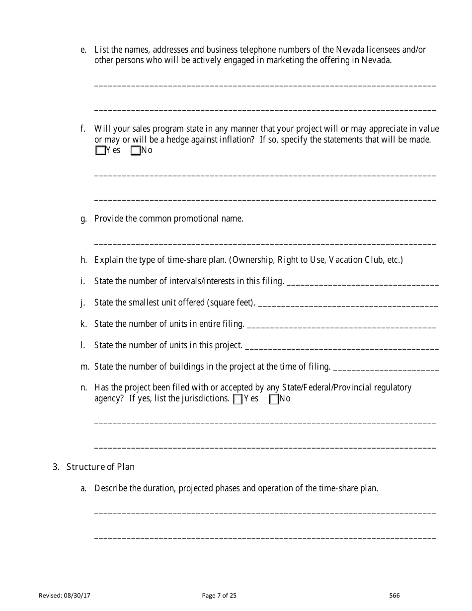 Form 566 Time-Share Statement of Record - Nevada, Page 7