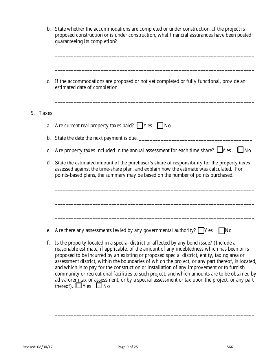 Form 566 Time-Share Statement of Record - Nevada, Page 9