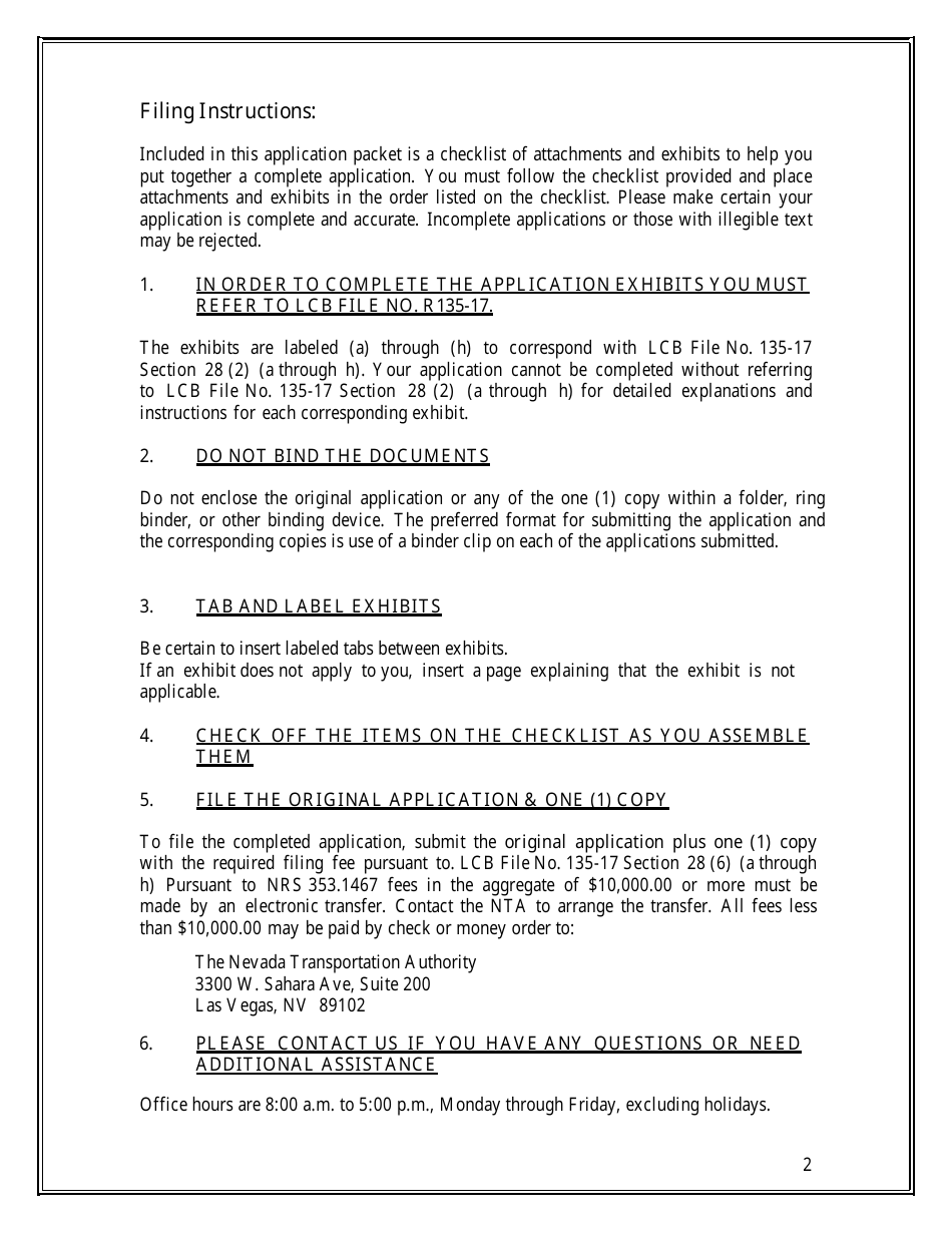 Application for a Permit to Act as an Autonomous Vehicle Network Company (Avnc) - Nevada, Page 2