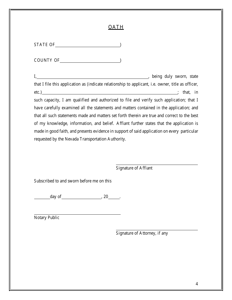 Application for a Permit to Act as an Autonomous Vehicle Network Company (Avnc) - Nevada, Page 4