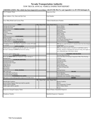 Document preview: Tow Truck Annual Vehicle Inspection Report - Nevada