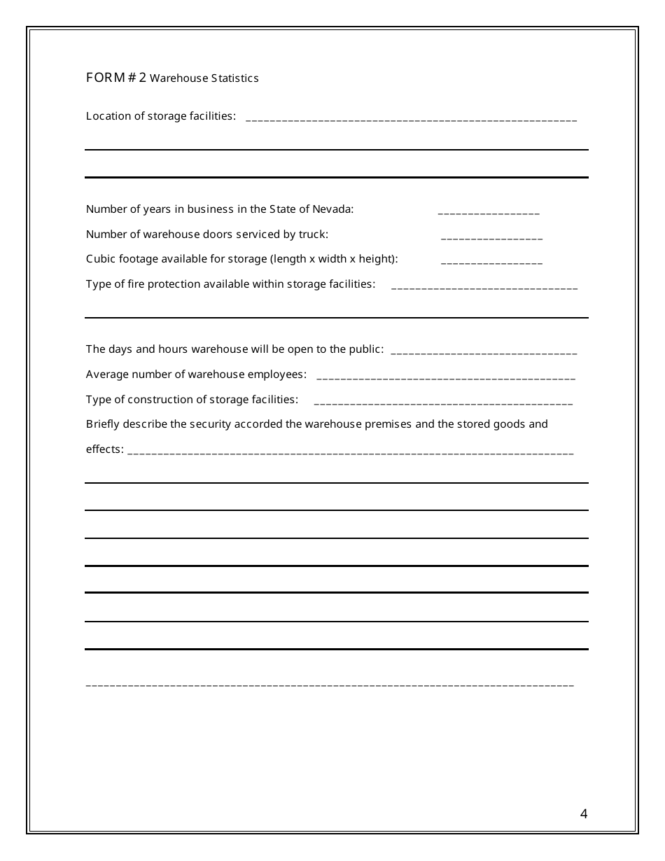 Application for Warehouse Permit - Nevada, Page 4