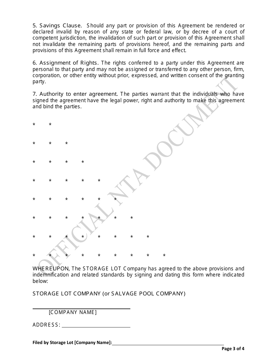 Indemnification and Standards Agreement Supplement Form - Nevada, Page 3