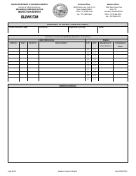 Elevator Inspection Report Form - Nevada, Page 2