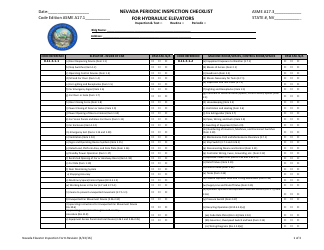 Hydraulic Elevator Periodic Inspection Checklist - Nevada