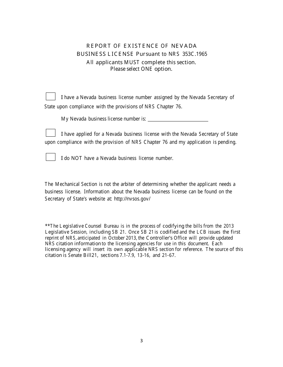 Application for Issuance or Renewal of Id Card for Elevator Special Inspector - Nevada, Page 3