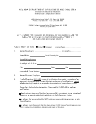 Application for Issuance or Renewal of Id or Work Card for Elevator Mechanic, Elevator Mechanic Apprentice or Elevator Mechanic Helper - Nevada