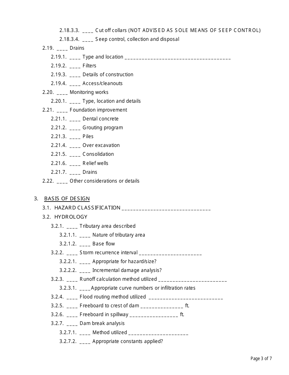 Engineering Review of Dams: Design, Plans, and Specifications - Nevada, Page 3