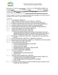 Document preview: Class II Application Completeness Checklist - Nevada
