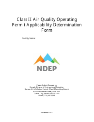 Document preview: Class II Air Quality Operating Permit Applicability Determination Form - Nevada