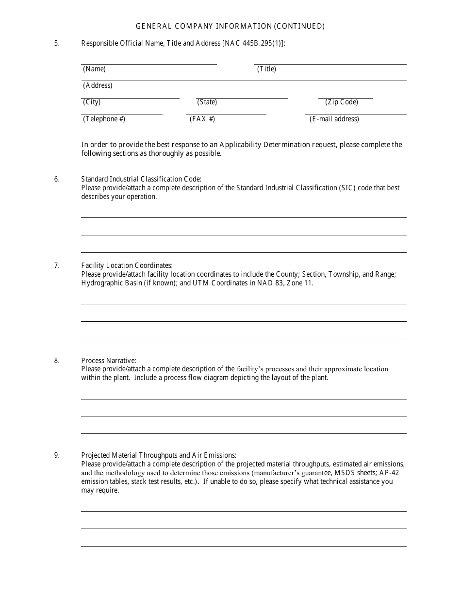 Class II Air Quality Operating Permit Applicability Determination Form - Nevada, Page 4