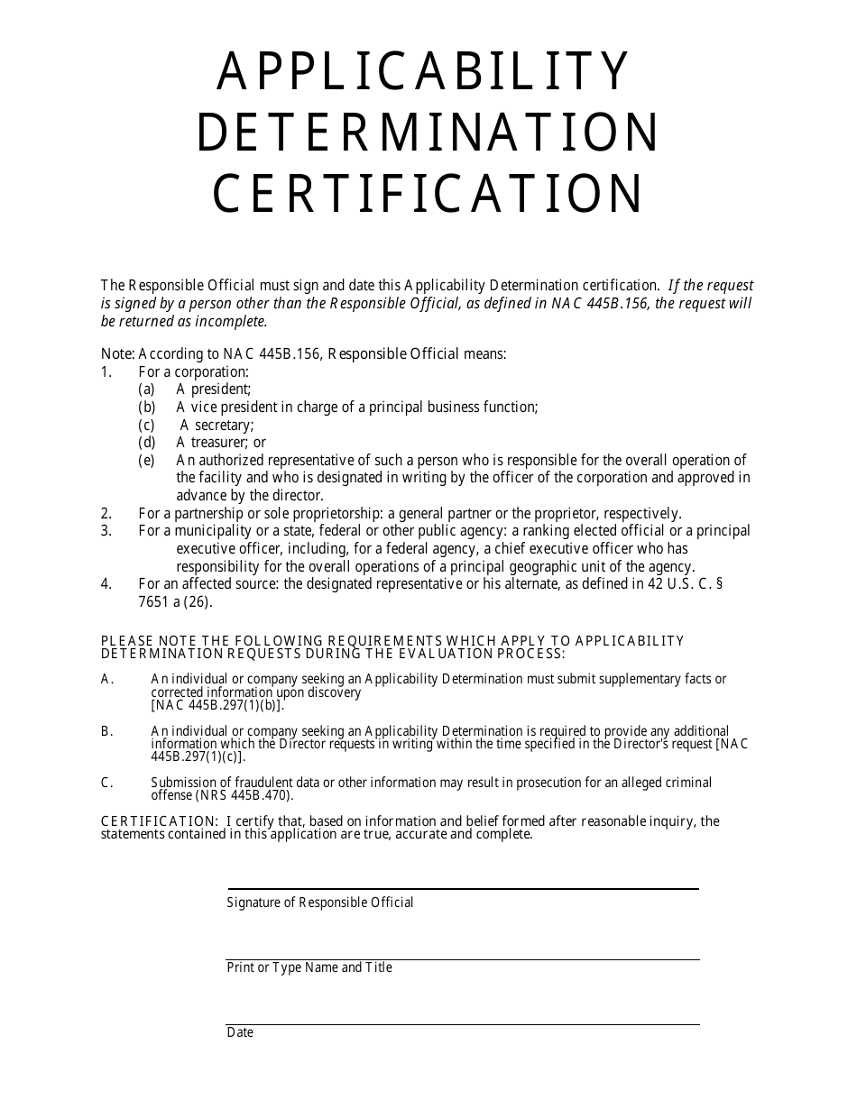 Class II Air Quality Operating Permit Applicability Determination Form - Nevada, Page 6