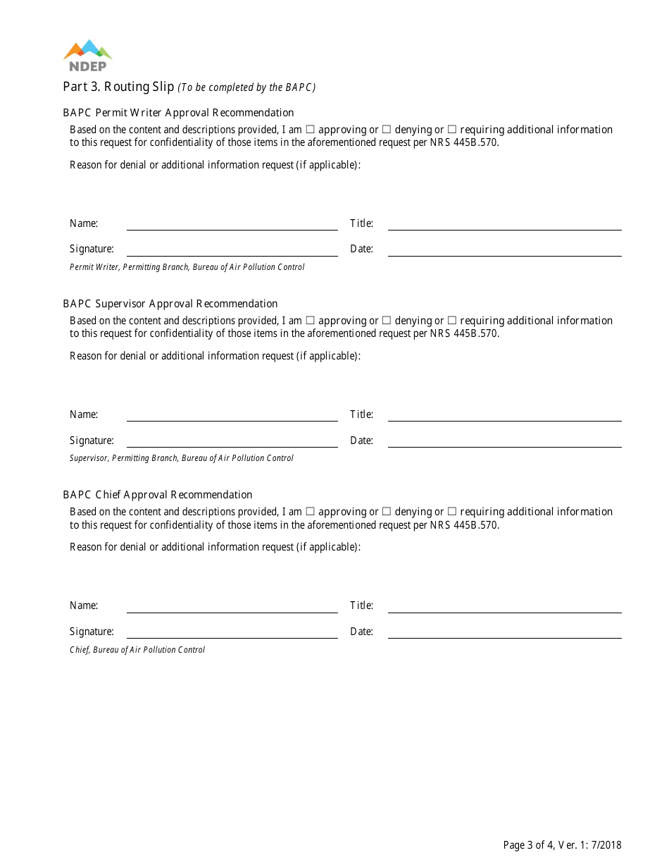 Confidentiality Request Form - Nevada, Page 3