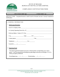 Class I Annual Compliance Certification Form - Nevada