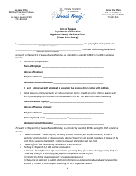Applicant History Disclosure Form - Nevada