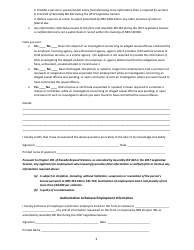 Applicant History Disclosure Form - Nevada, Page 2