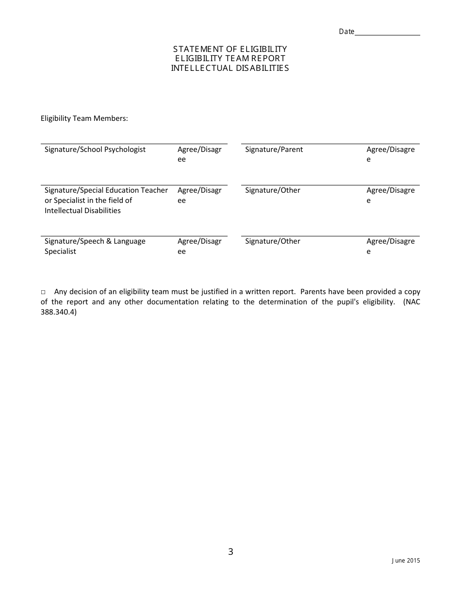 Statement of Eligibility - Intellectual Disabilities - Nevada, Page 3