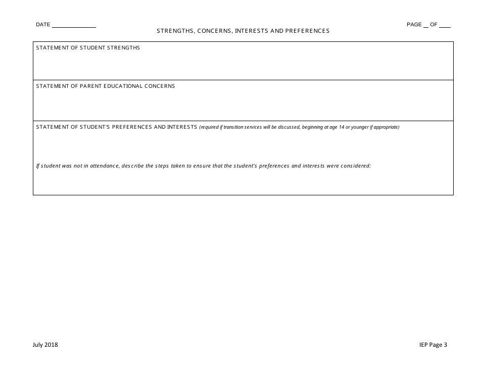 Individualized Educational Program (Iep) Form - Nevada, Page 3