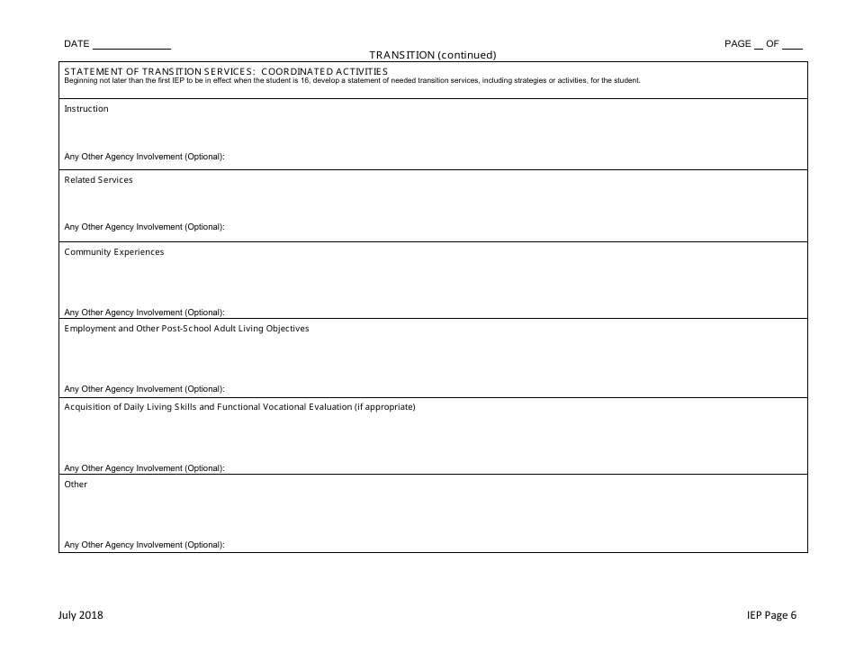 Individualized Educational Program (Iep) Form - Nevada, Page 6