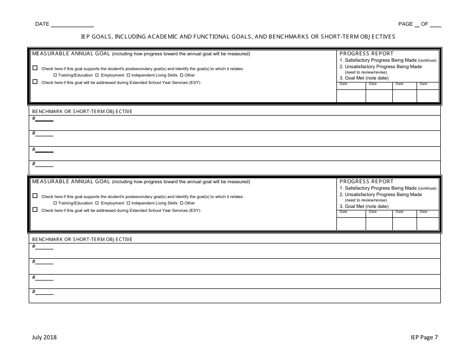 Individualized Educational Program (Iep) Form - Nevada, Page 7
