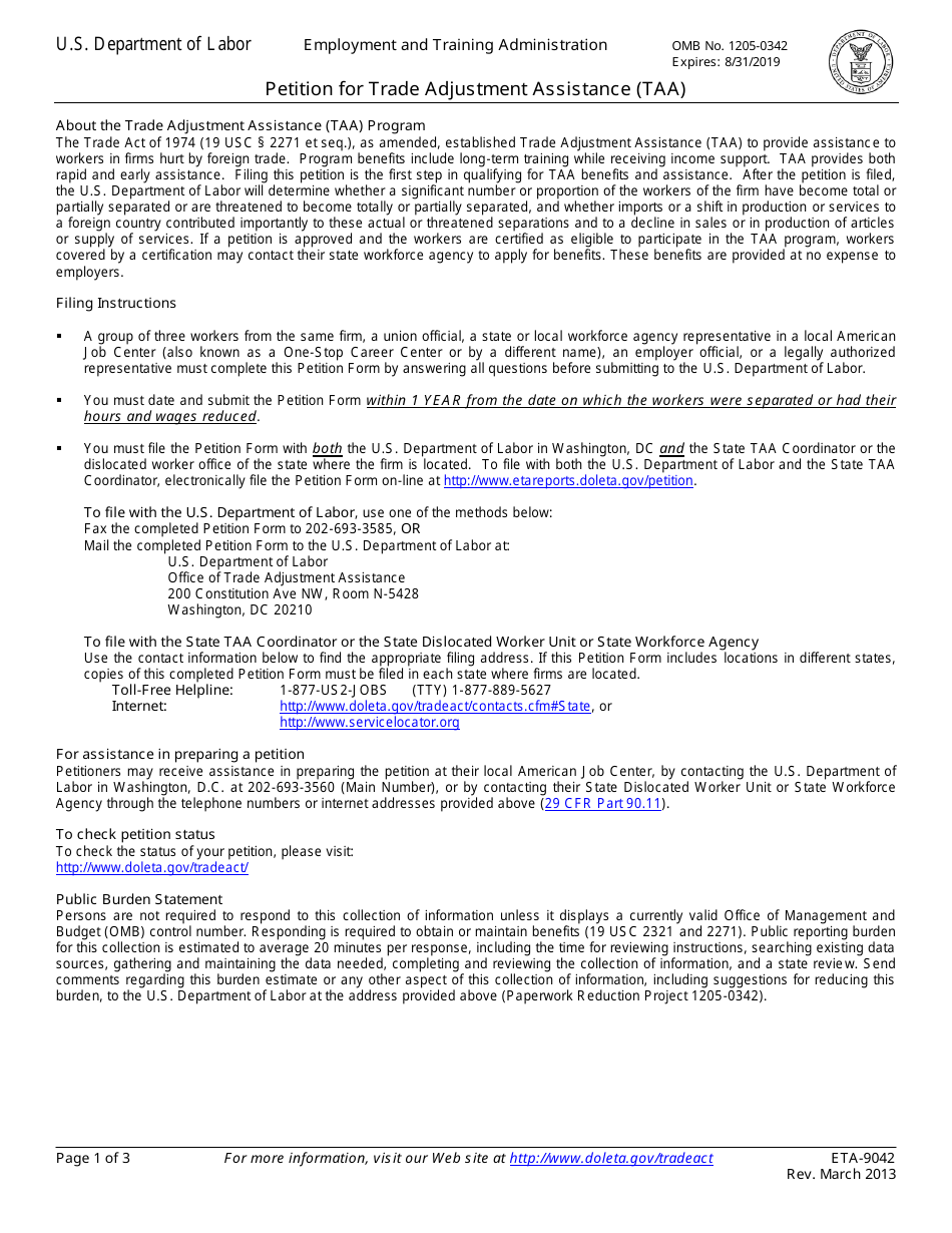 ETA Form 9042 - Fill Out, Sign Online and Download Printable PDF ...