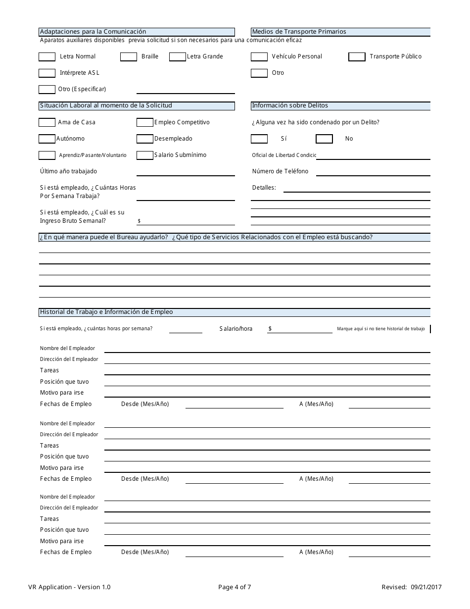 Solicitud Para Servicios De Rehabilitacion Vocacional - Nevada (Spanish), Page 4