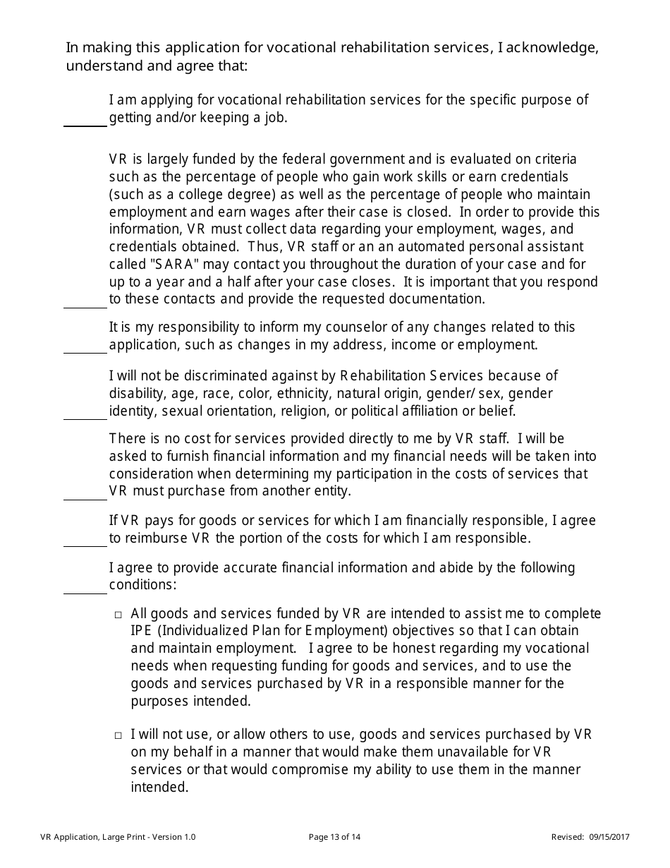 Application for Vocational Rehabilitation Services - Large Print - Nevada, Page 13