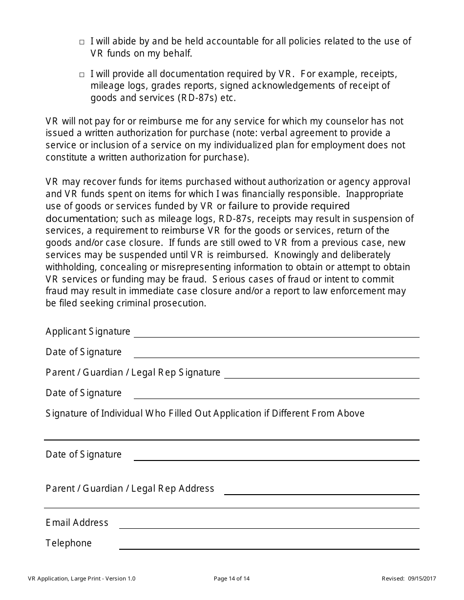 Application for Vocational Rehabilitation Services - Large Print - Nevada, Page 14