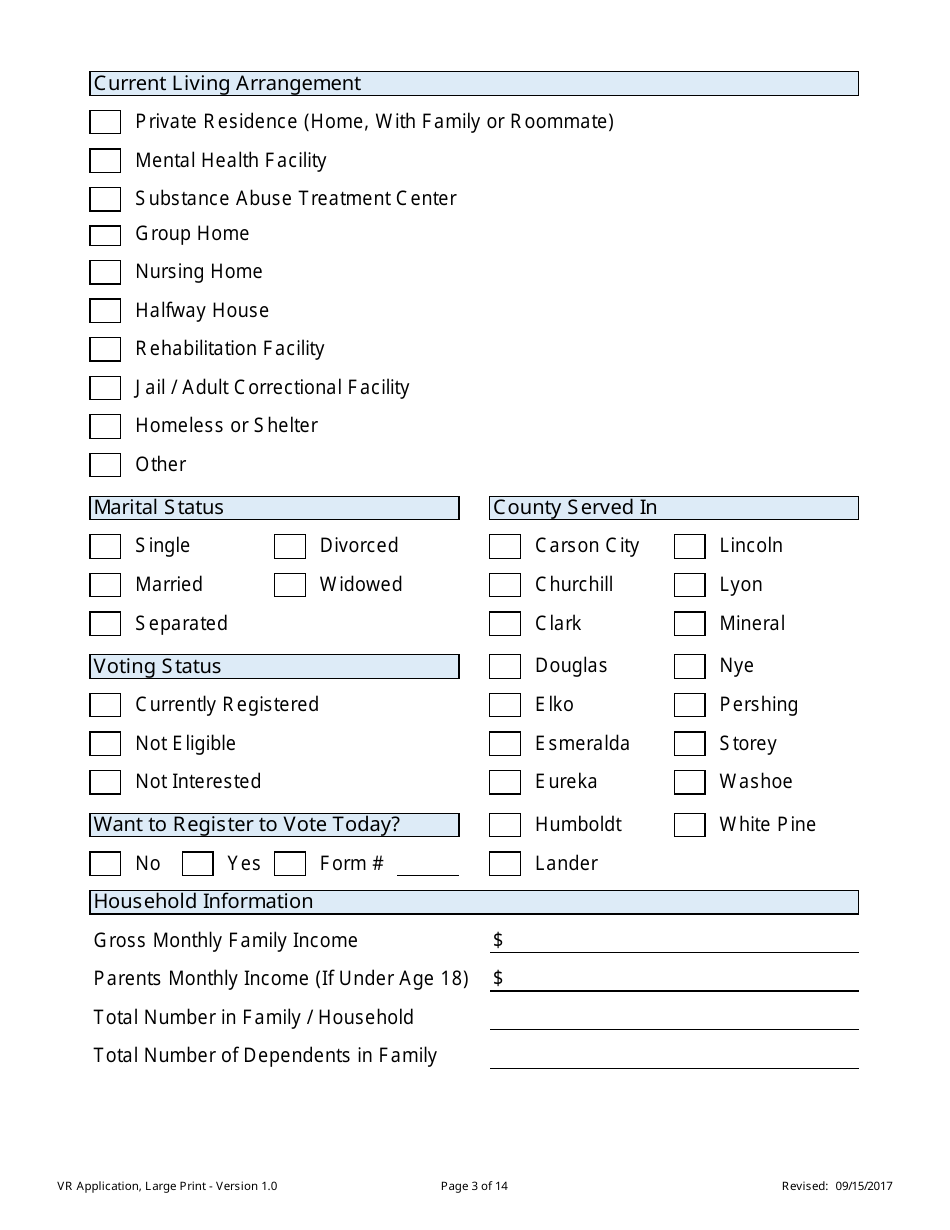 Application for Vocational Rehabilitation Services - Large Print - Nevada, Page 3