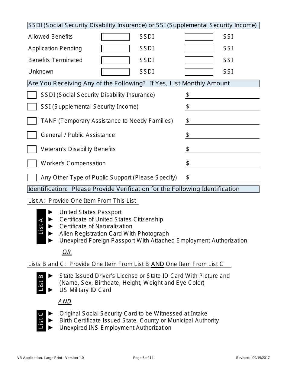 Application for Vocational Rehabilitation Services - Large Print - Nevada, Page 5