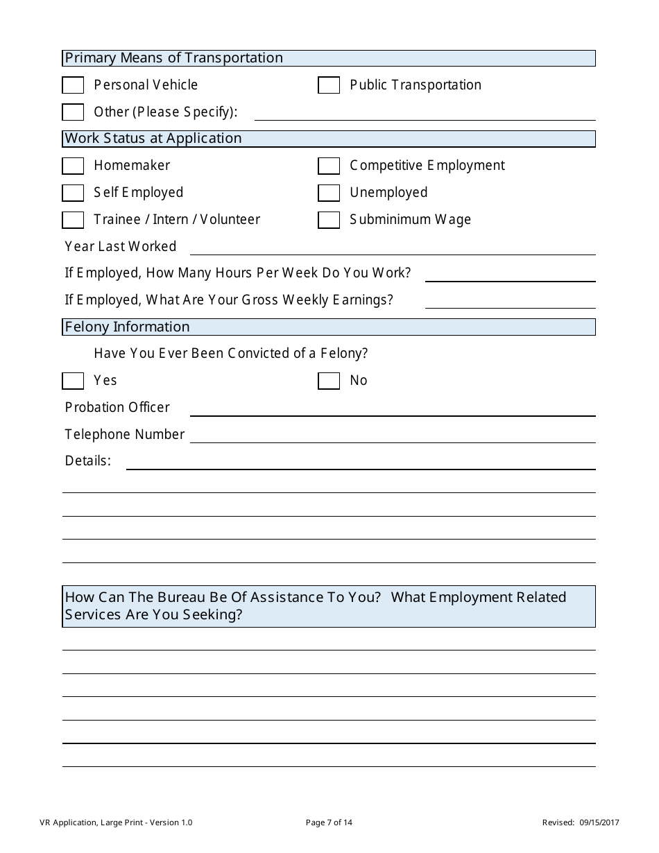 Application for Vocational Rehabilitation Services - Large Print - Nevada, Page 7