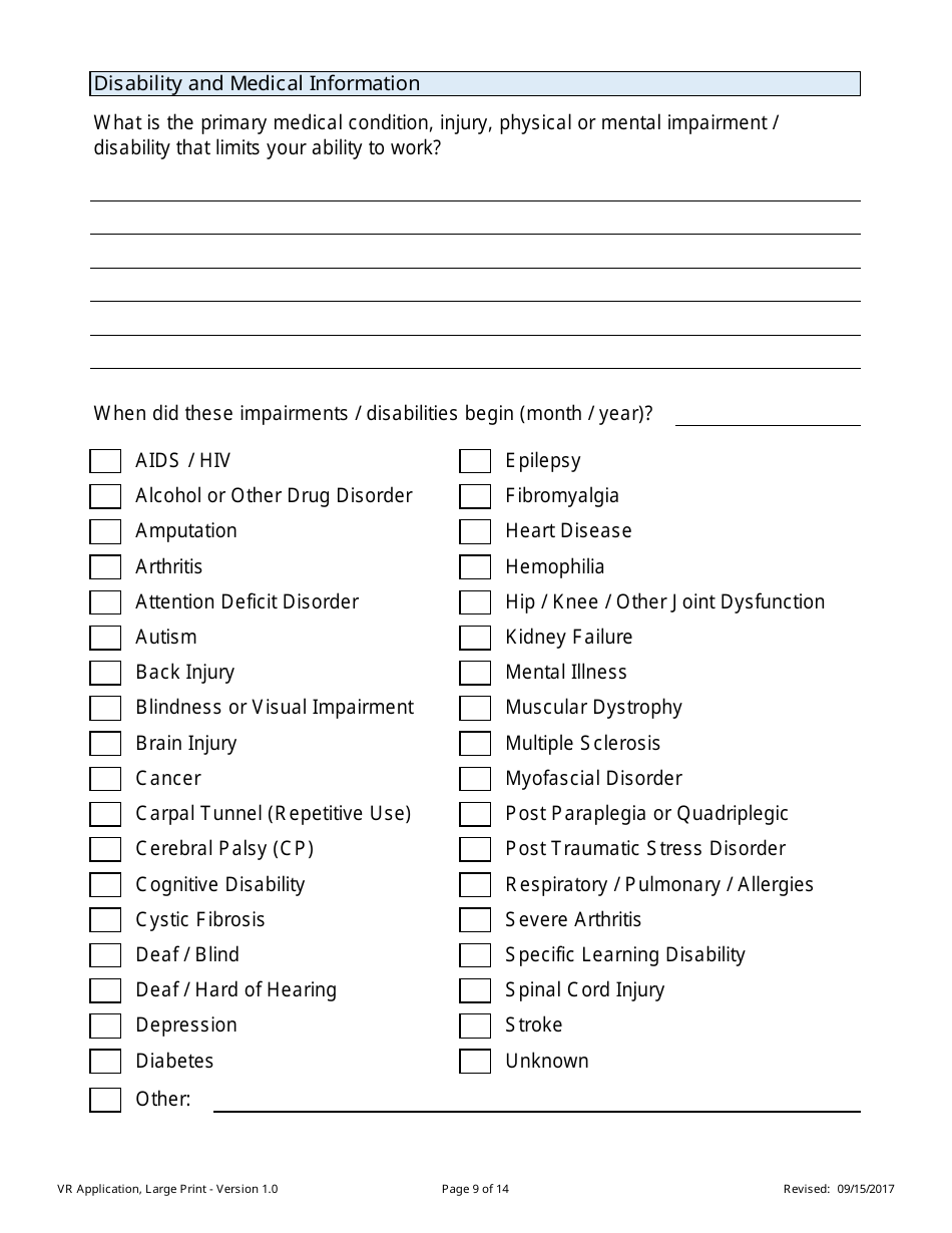 Application for Vocational Rehabilitation Services - Large Print - Nevada, Page 9