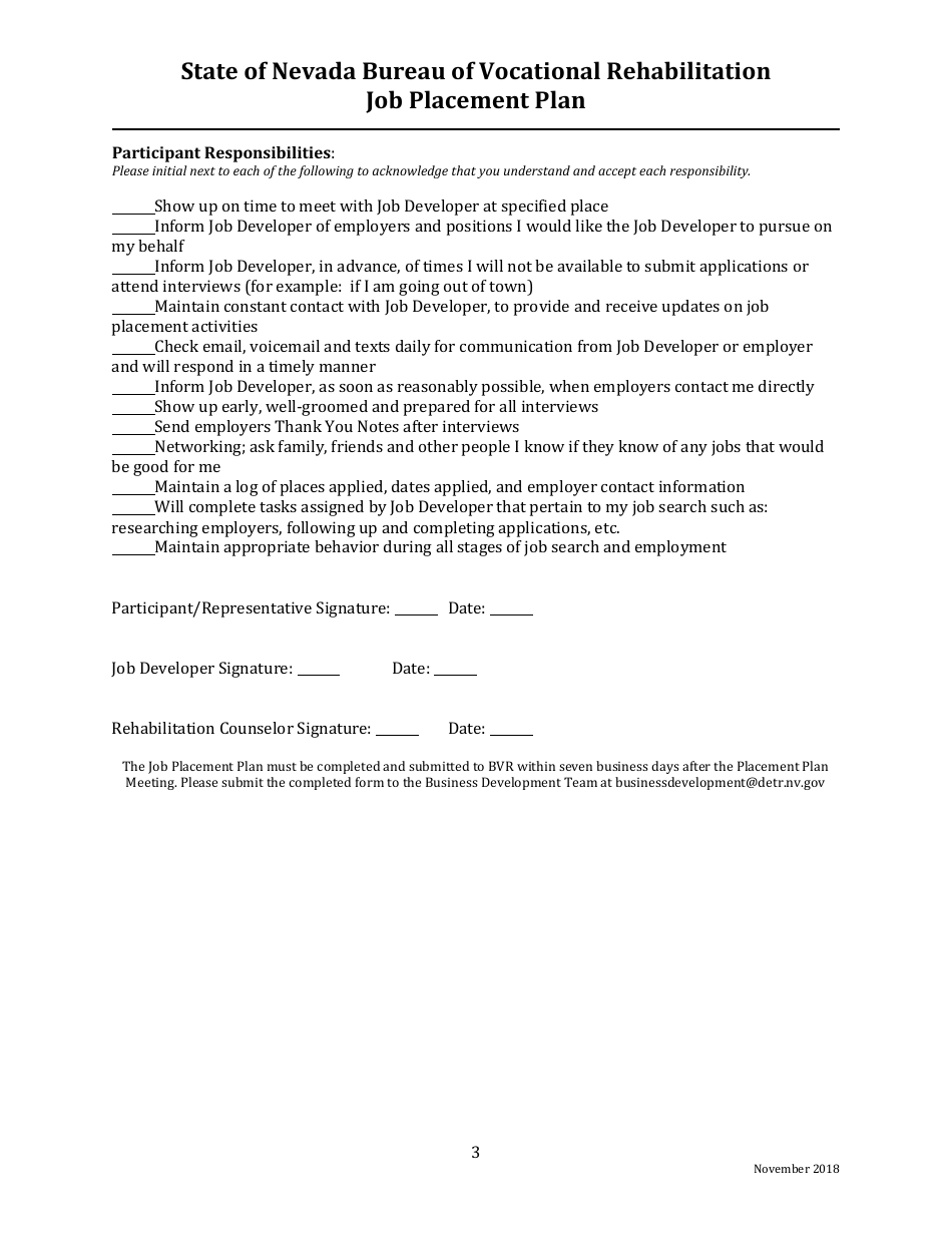 Job Placement Plan - Nevada, Page 3
