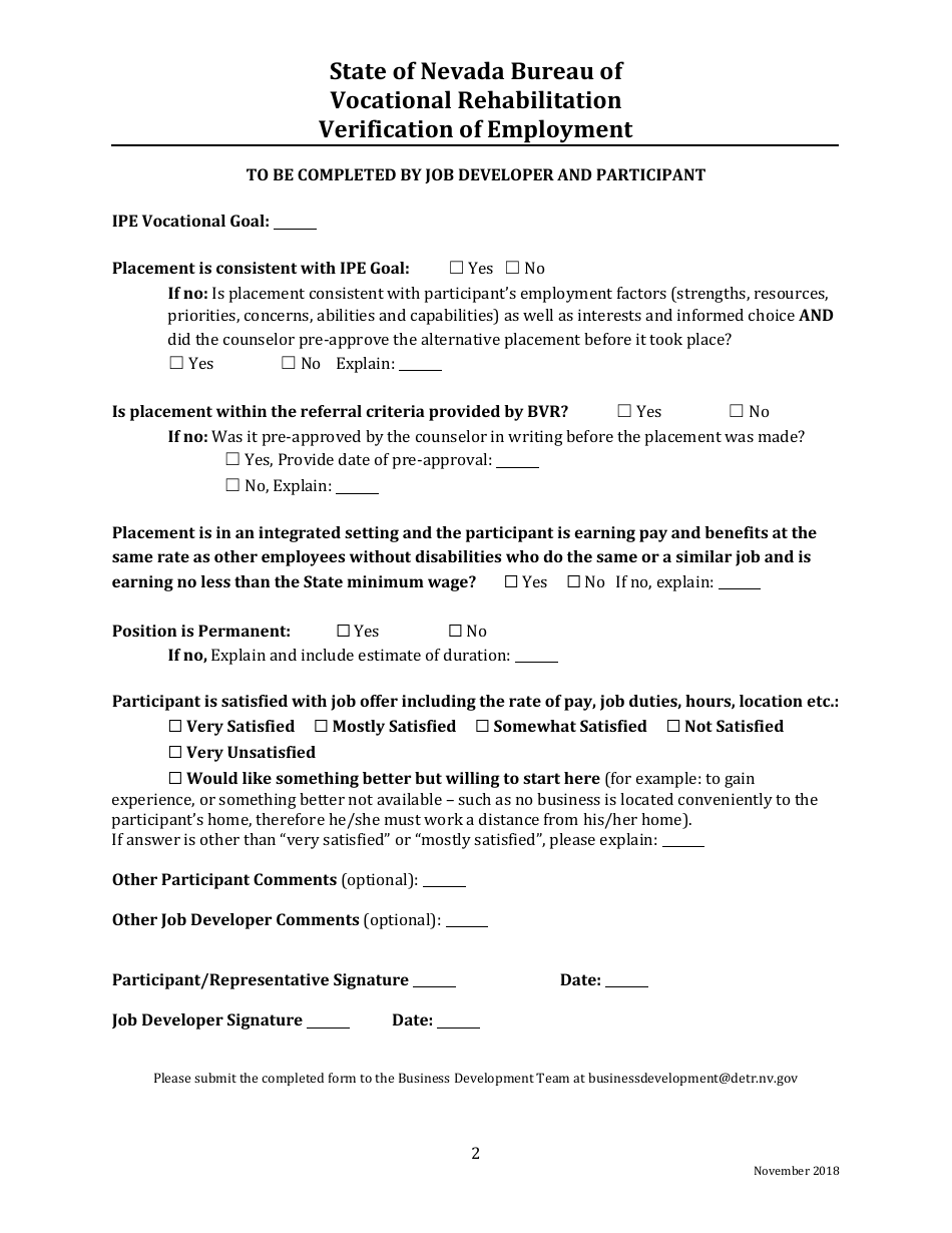 Nevada Verification Of Employment Fill Out Sign Online And Download Pdf Templateroller 3891