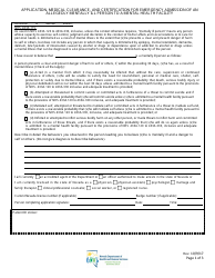 Document preview: Application, Medical Clearance, and Certification for Emergency Admission of an Allegedly Mentally Ill Person to a Mental Health Facility - Nevada