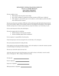 Document preview: Discussion Checklist - Pre-program Meeting - Infant-At-Work Program - Nevada