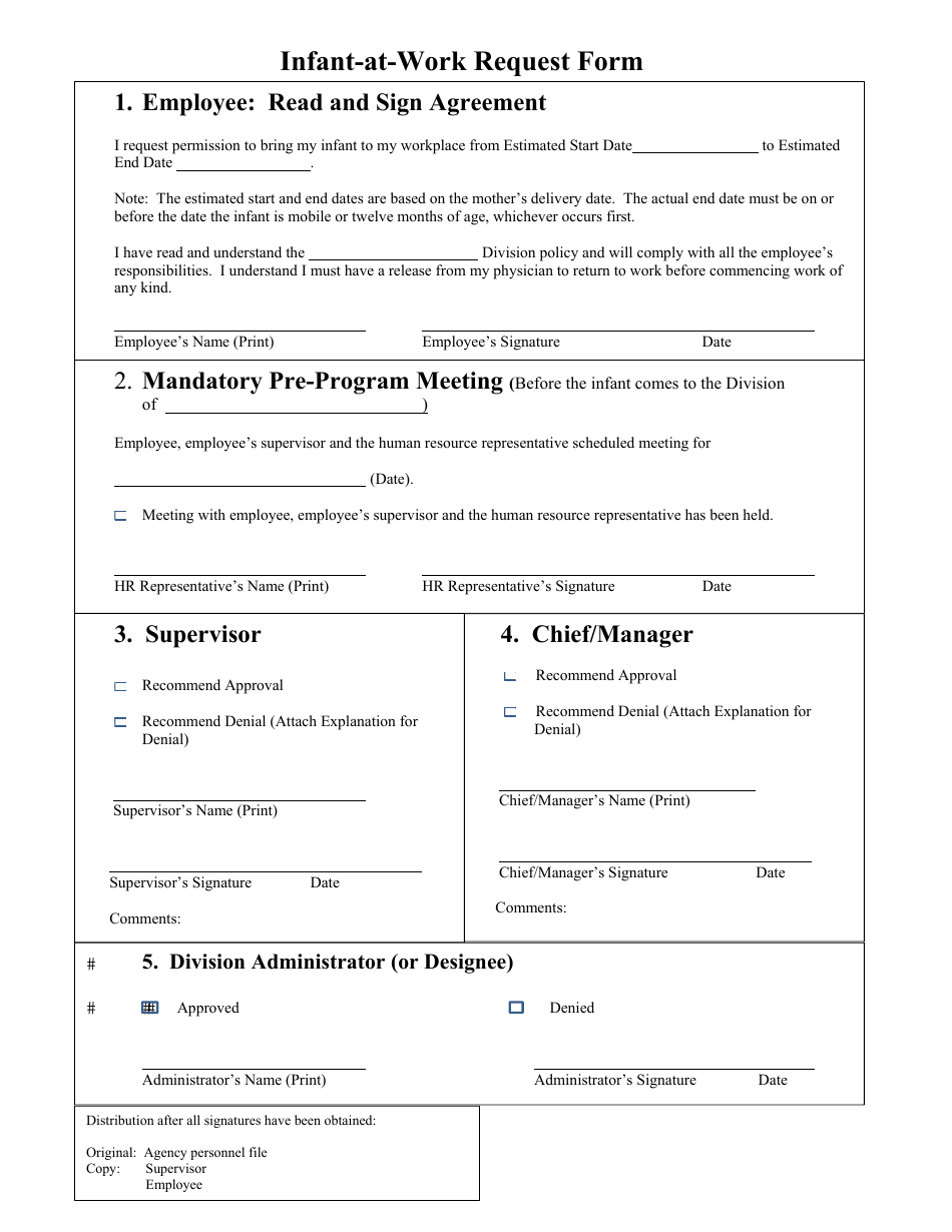 Infant-At-Work Request Form - Nevada, Page 1