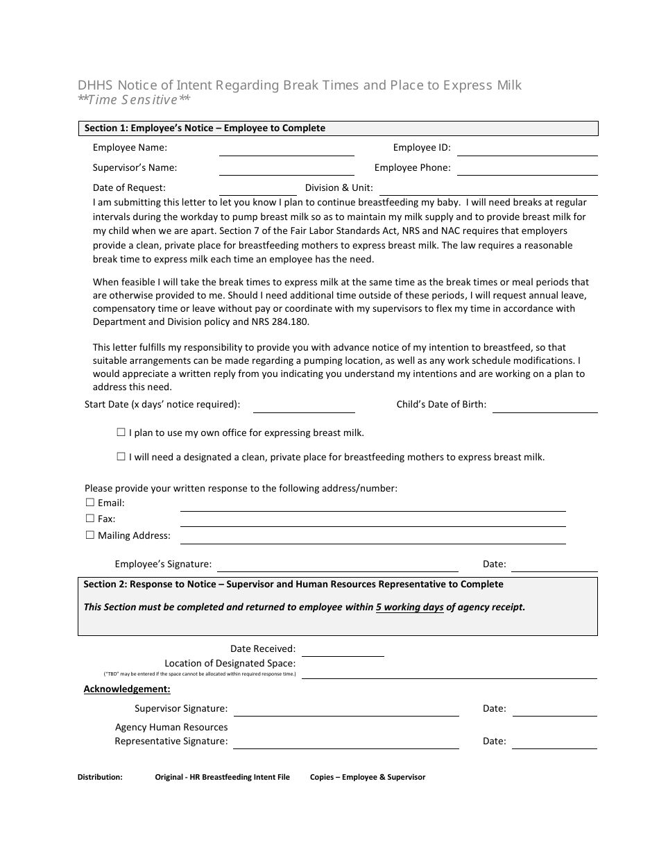 Notice of Intent Regarding Break Times and Place to Express Milk - Nevada, Page 3