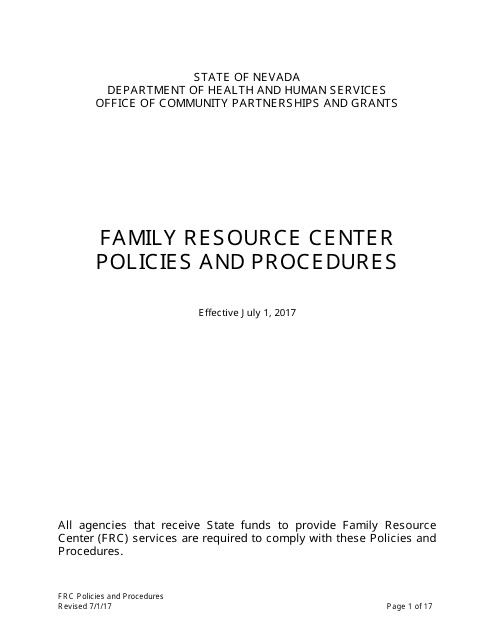 Family Resource Center Policies and Procedures - Nevada Download Pdf