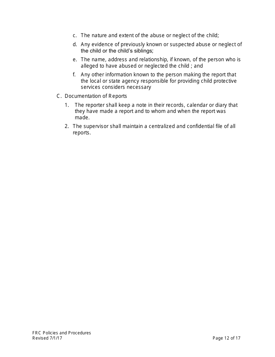 Family Resource Center Policies and Procedures - Nevada, Page 12