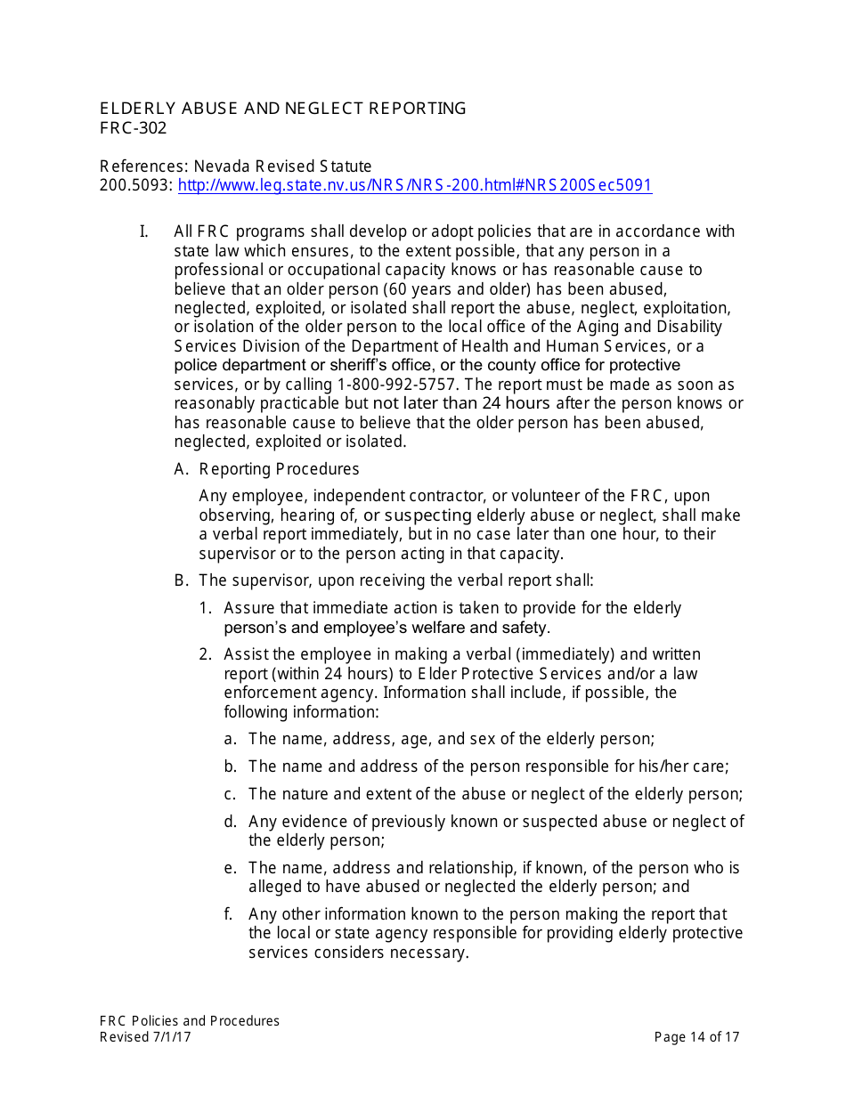 Family Resource Center Policies and Procedures - Nevada, Page 14