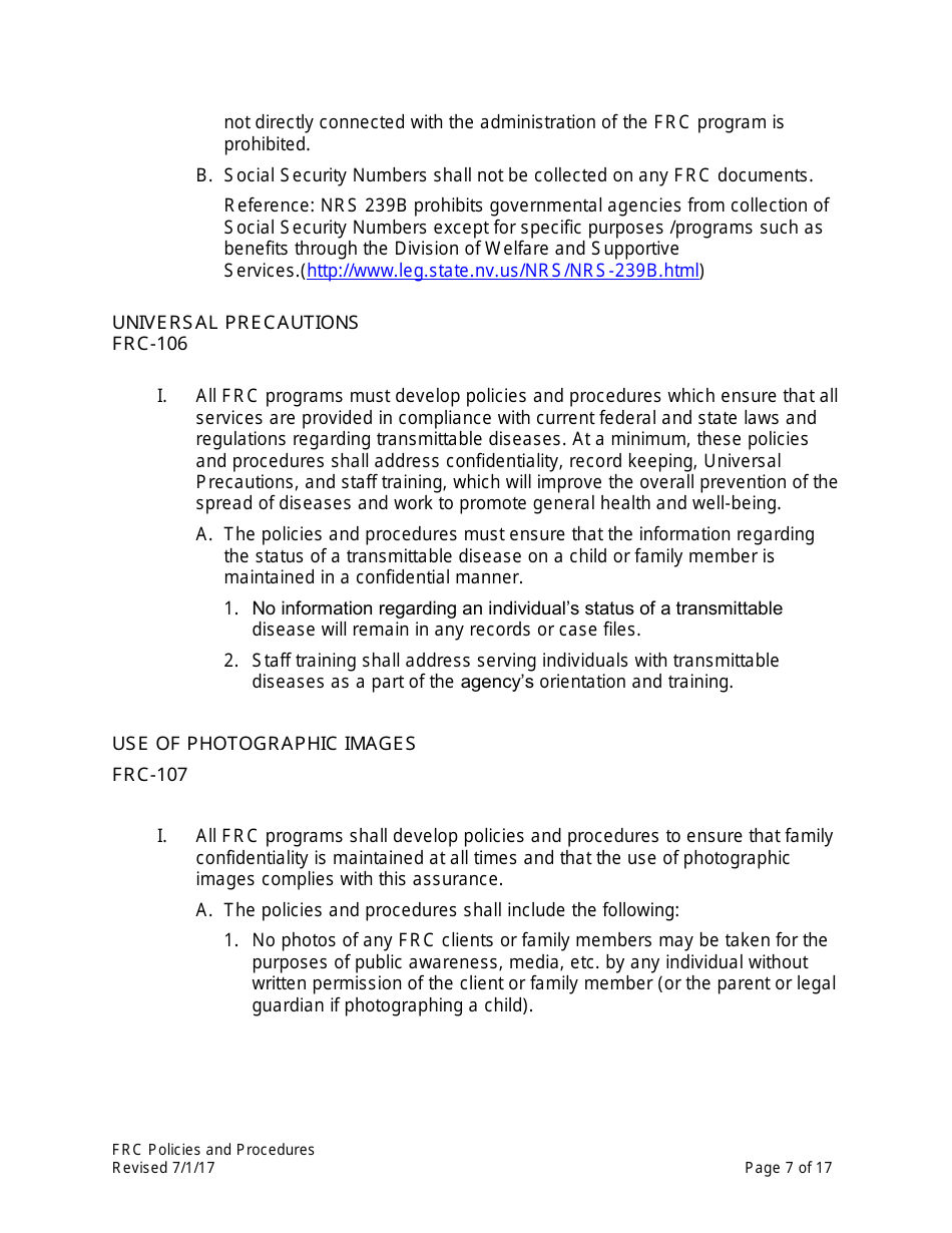 Family Resource Center Policies and Procedures - Nevada, Page 7