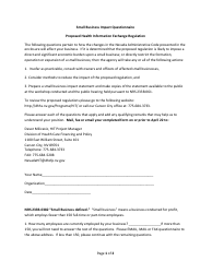 Small Business Impact Questionnaire Form - Proposed Health Information Exchange Regulation - Nevada